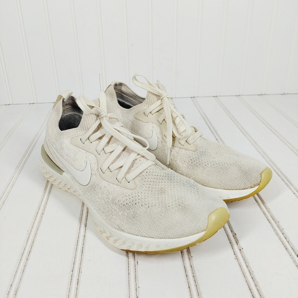 Nike Epic React Flyknit Light Cream Athleisure Running Sneakers E7 - Picture 4 of 12